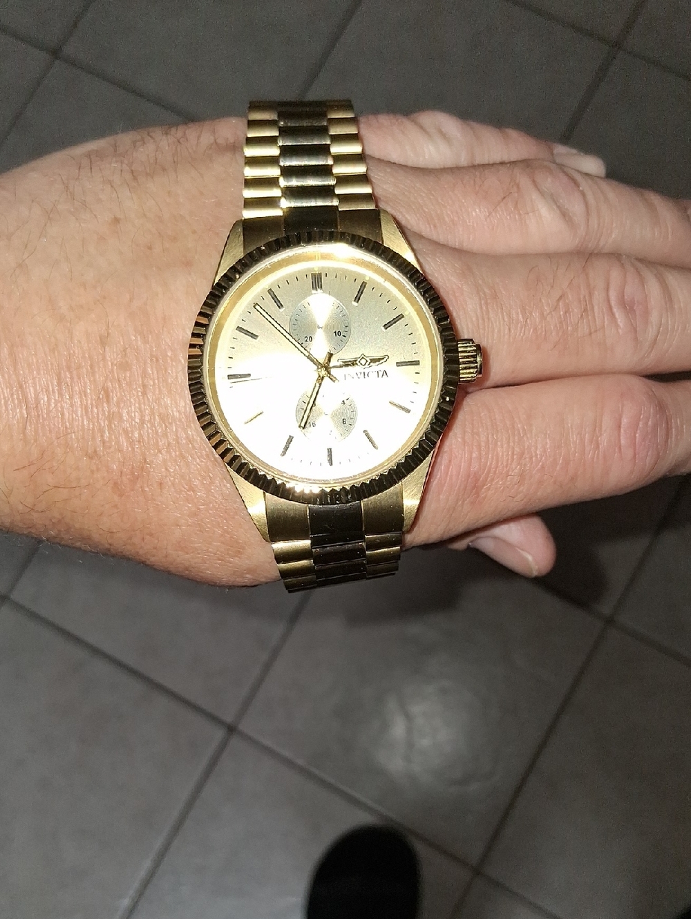 Invicta Gold Men's Chronograph Watch with Metallic Dial